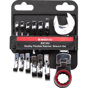 Stubby Flex Head Ratchet Combination Wrench Set