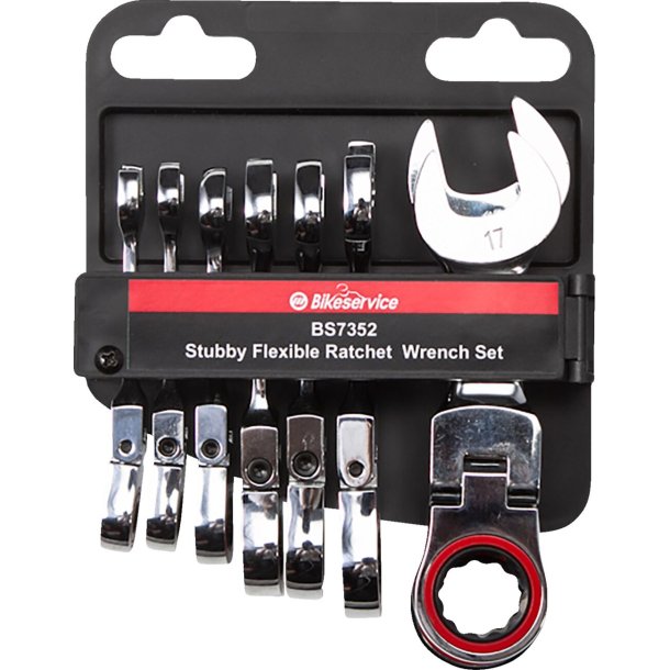 Stubby Flex Head Ratchet Combination Wrench Set
