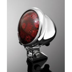 P&W LED baglygte - BATES Chrom/Rd