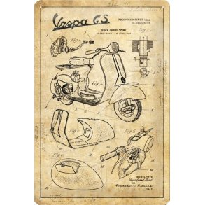 Nostalgic Art Vespa Sketch Skilt