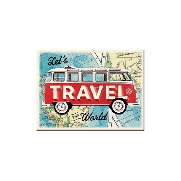 Nostalgic Art VW Bulli - Lets Travel the world - Magnet