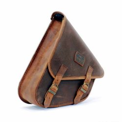 Long Ride Swingarm Bag Canvas Brun - Venstre (7.6L)